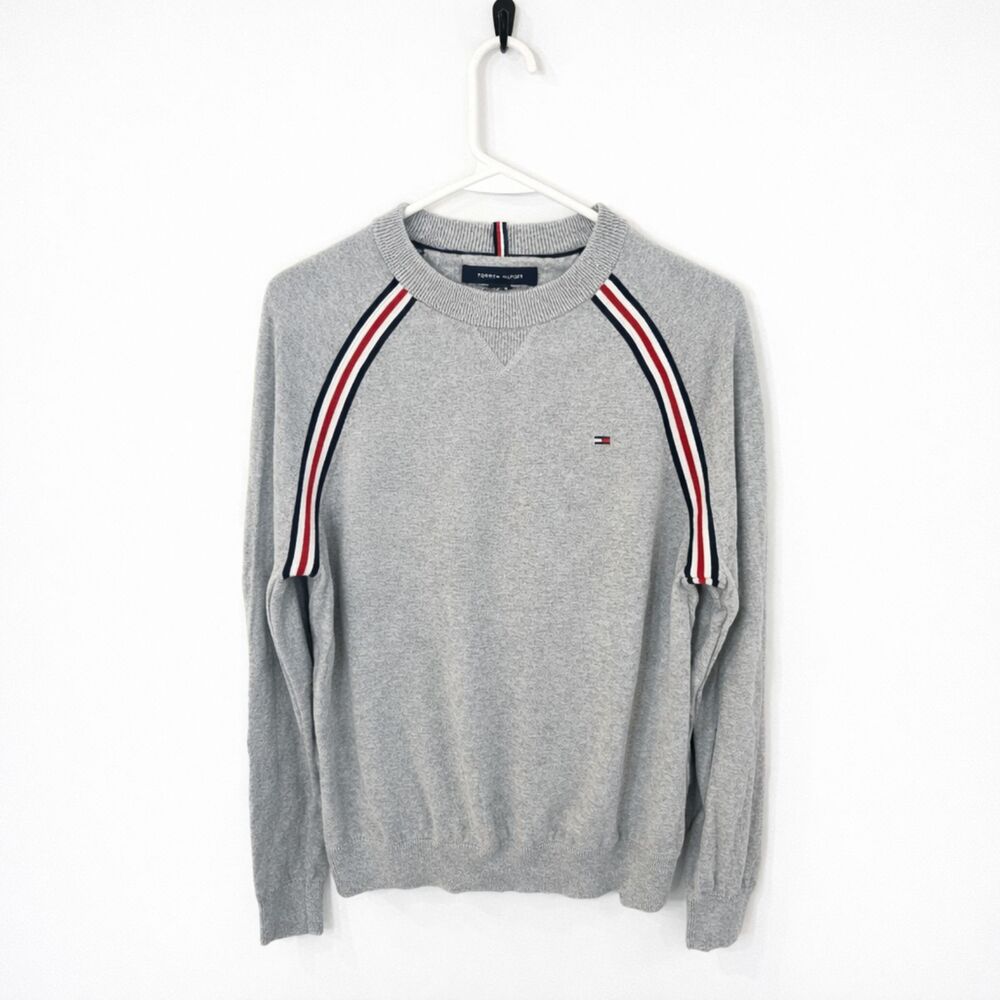 Tommy Hilfiger Cotton Pullover Sweater Gray Preppy Quiet Luxury Old Money Mens M